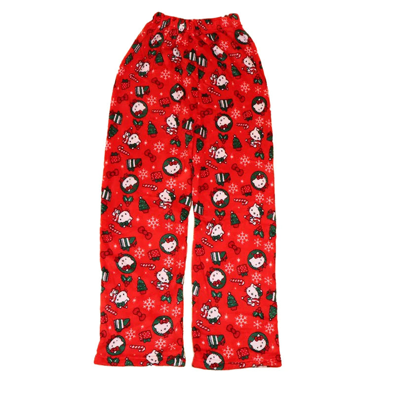 Hello kitty pyjamas Pajama bottoms pants fleece cozy trousers y2k sleepware pjs valentines gift soft pj kawaii boyfriend pants